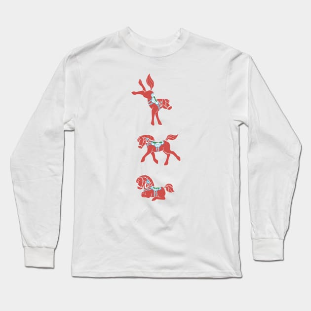 Lovely Little Dala Horses Long Sleeve T-Shirt by CloudWalkerDesigns